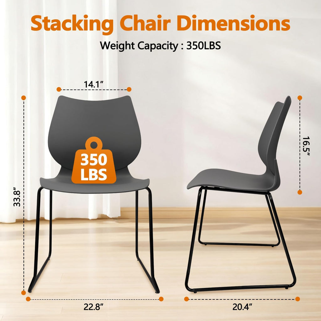 Stacking Chairs with Metal Legs Set of 12, Grey K192267
