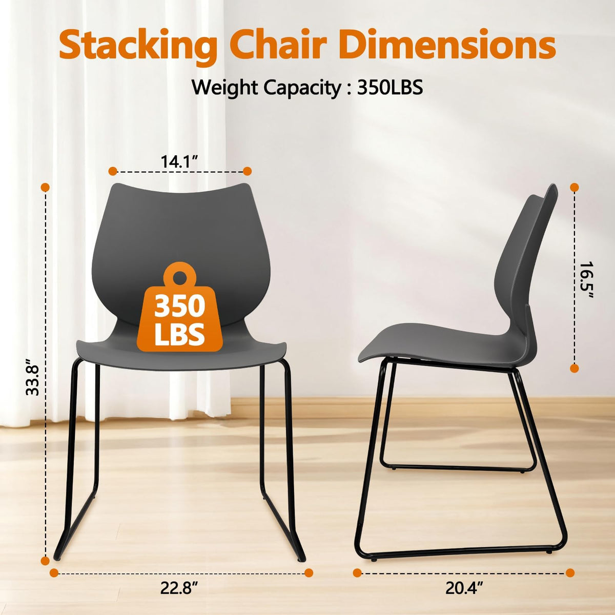 Stacking Chairs with Metal Legs Set of 12, Grey K192267
