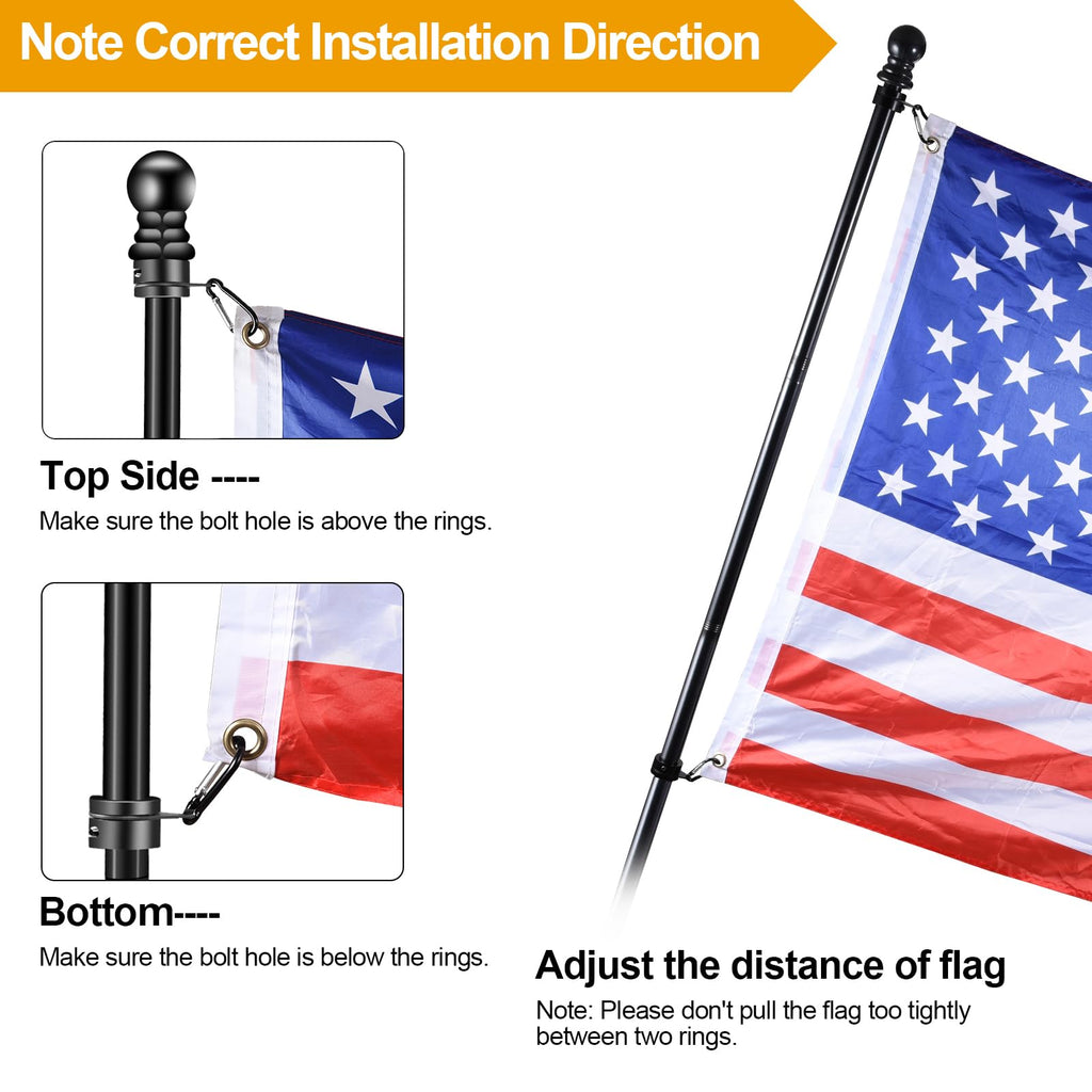 Black 5 FT Stainless Steel Wall Mount Flag Pole Kit V271