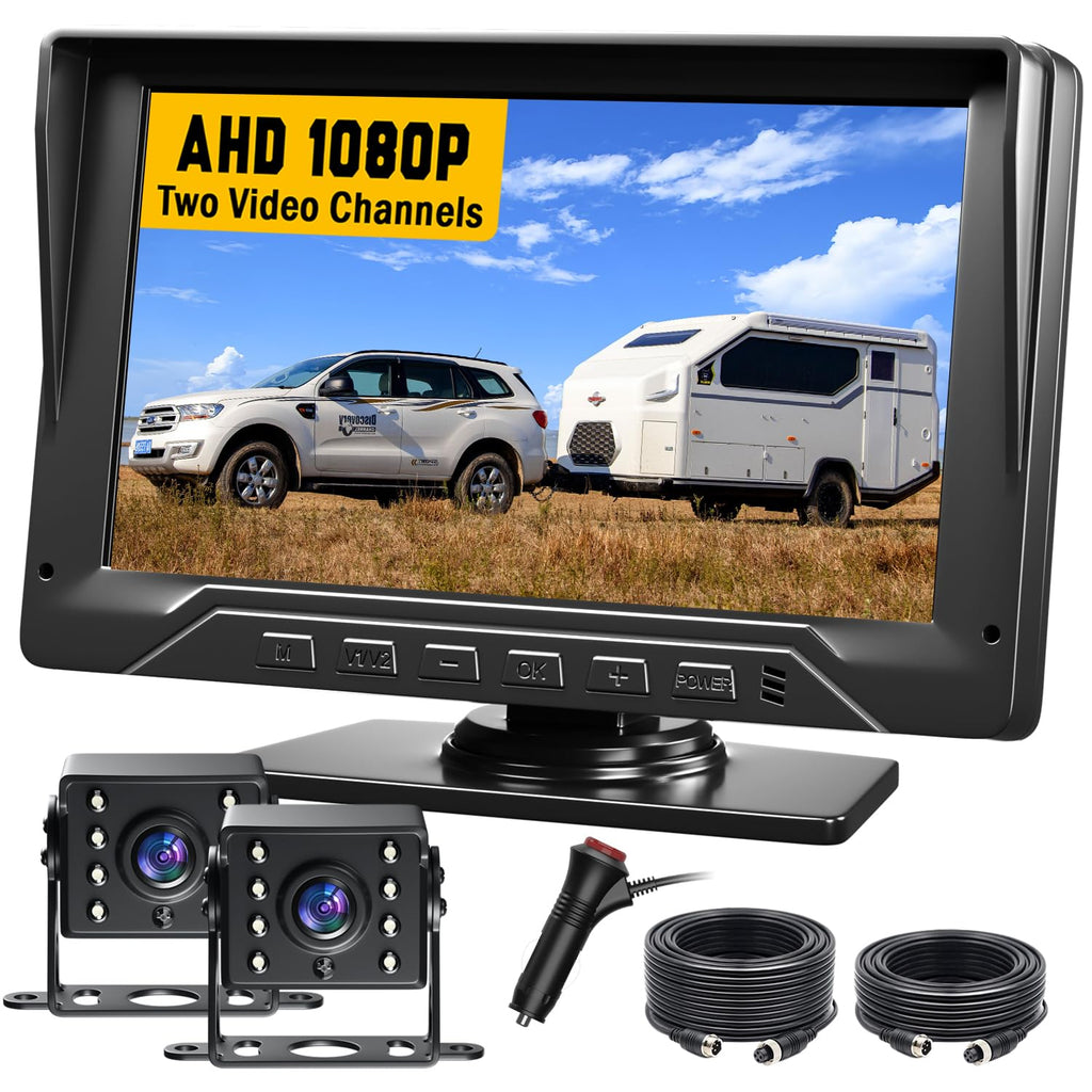 7'' Wired Dual RV Backup Camera System 1080P HD D320