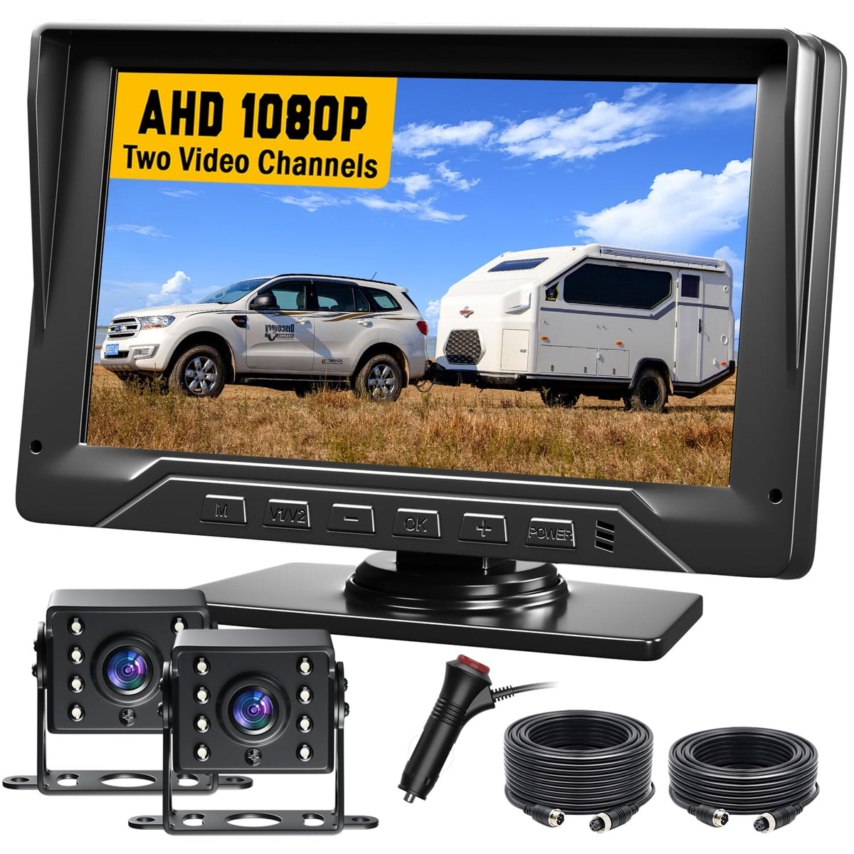 7'' Wired Dual RV Backup Camera System 1080P HD D320