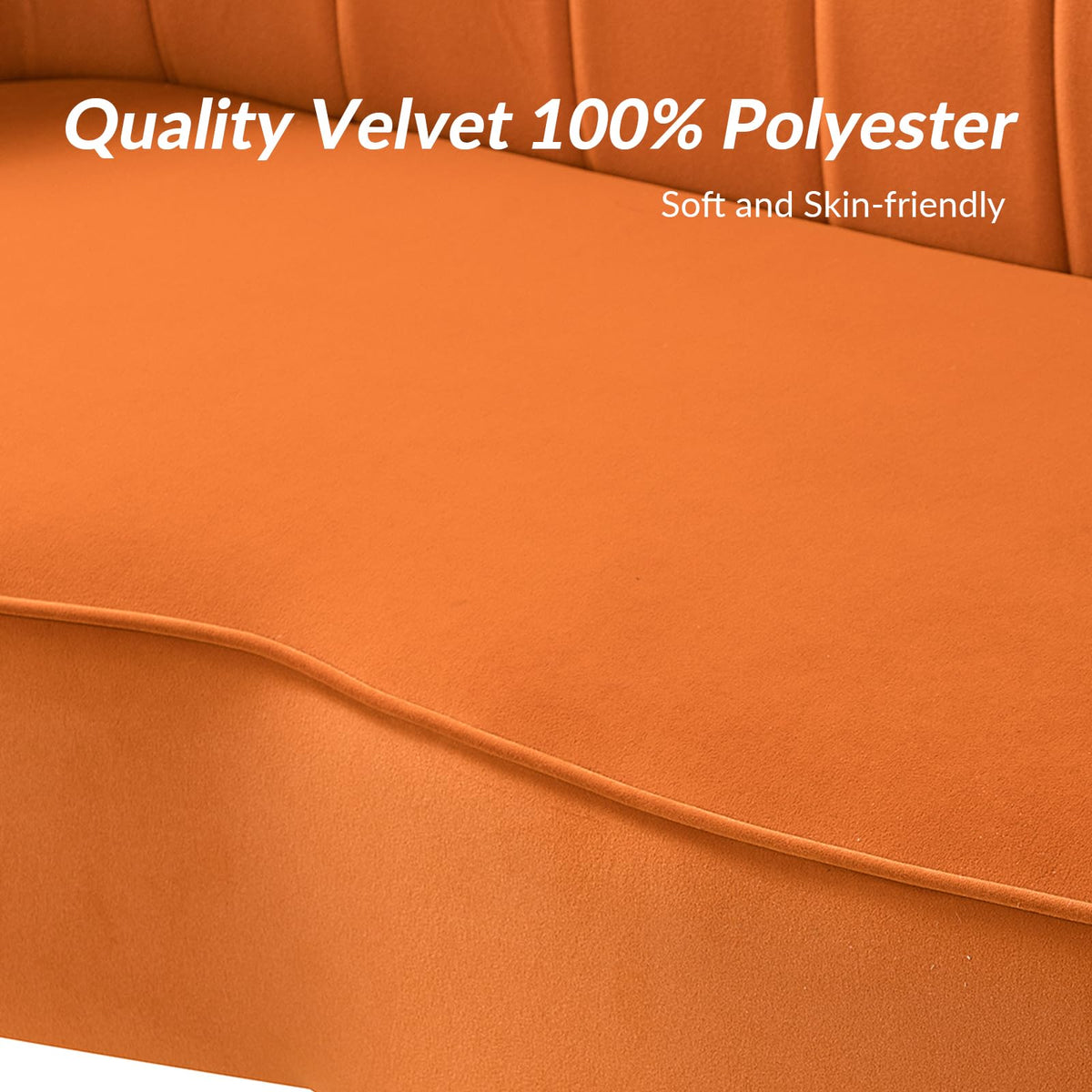 Orange Velvet 2-Seater Loveseat Sofa with Gold Metal Legs Z953346