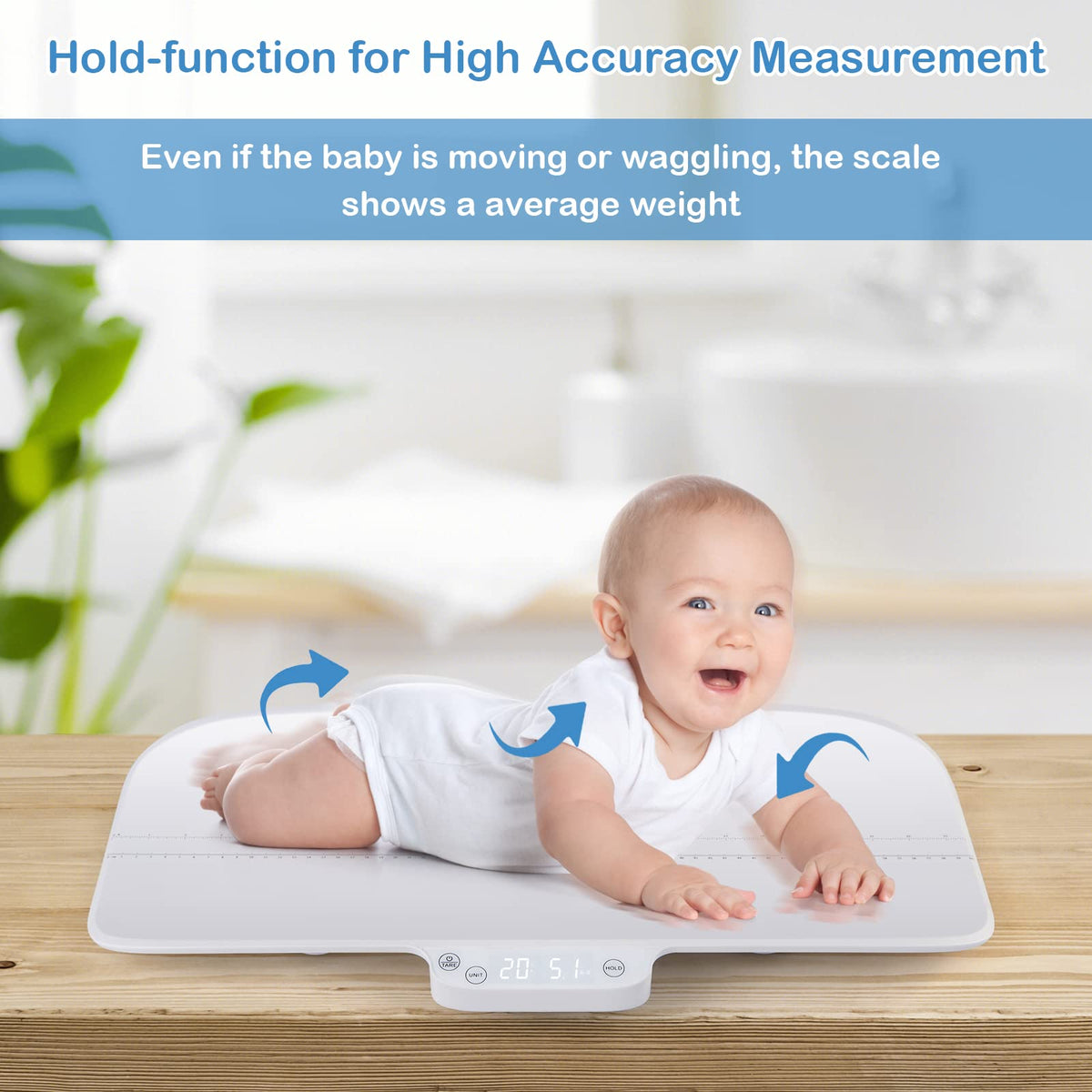 Baby Scale with Digital LED Display, 4 Weighing Modes, Curved Tray I65290