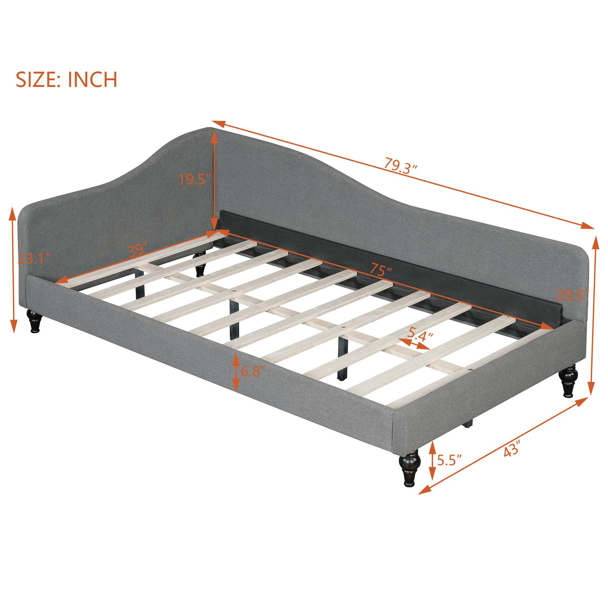 Twin Size Linen Upholstered Daybed D8582
