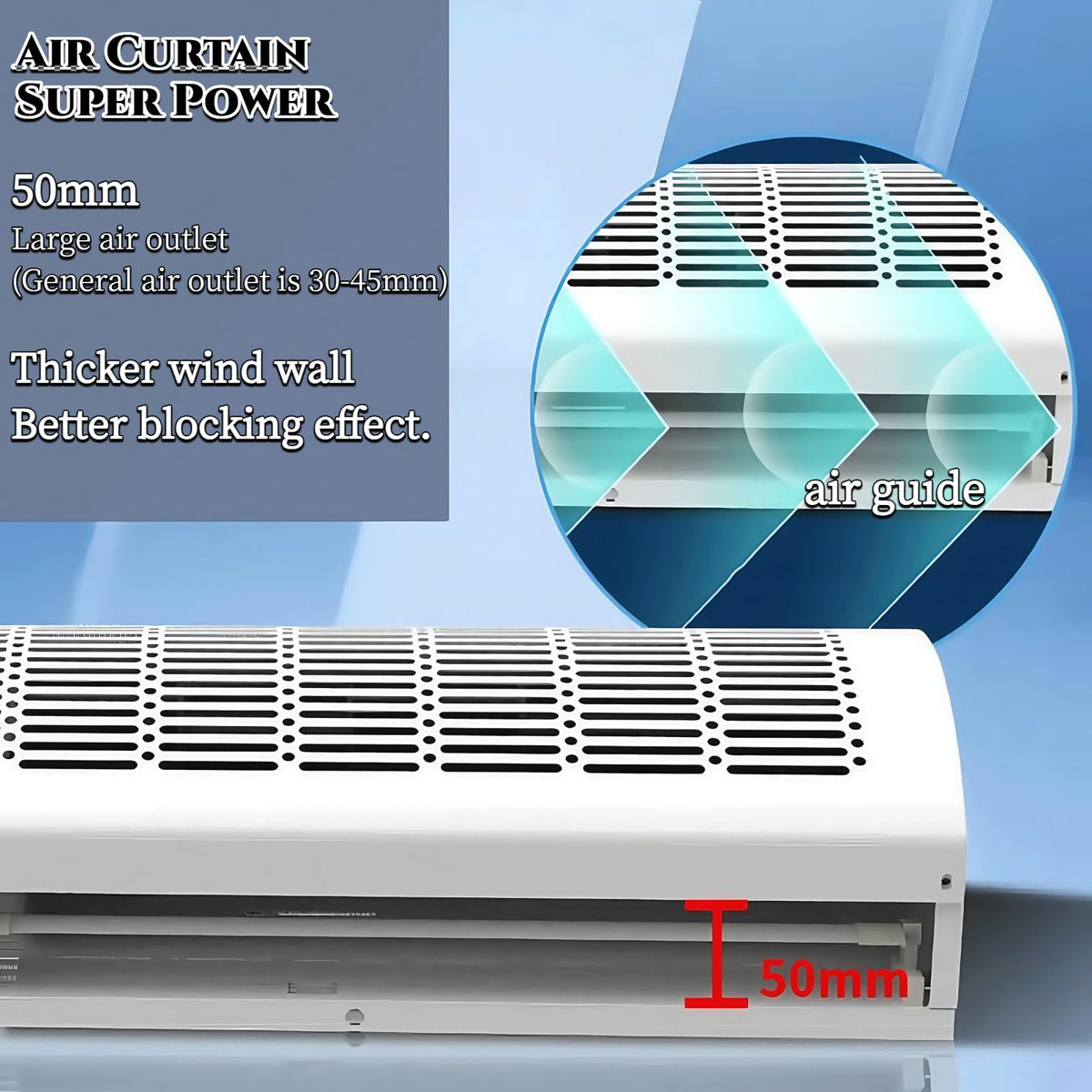 Commercial Indoor Air Curtain Fan, Black, 100CM F7007