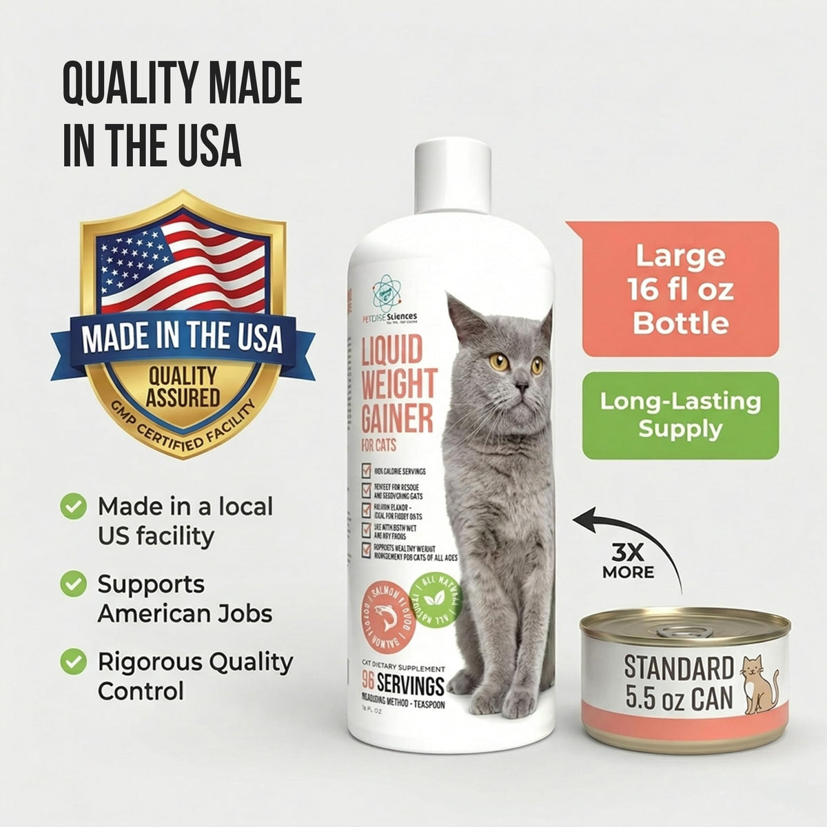 High Calorie Cat Weight Gainer Supplement Salmon Flavor 16oz J9854