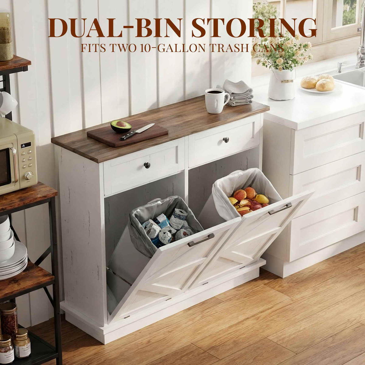 10 Gallon Dog Proof Tilt Out Trash Can Cabinet T3950