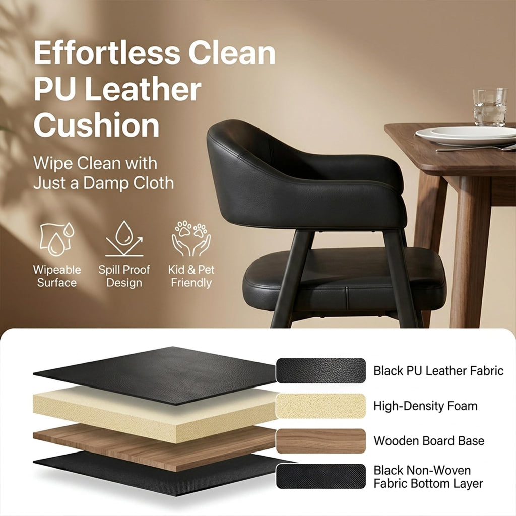 Black Faux Leather Dining Chairs Set of 6 J45412
