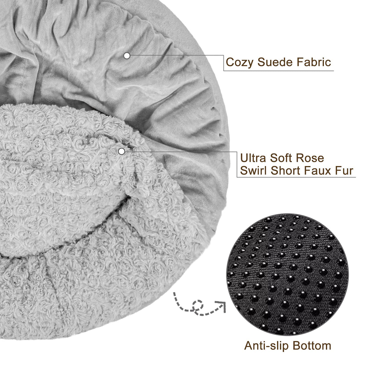 Hooded Blanket Donut Round Dog Bed 23 inch R1286