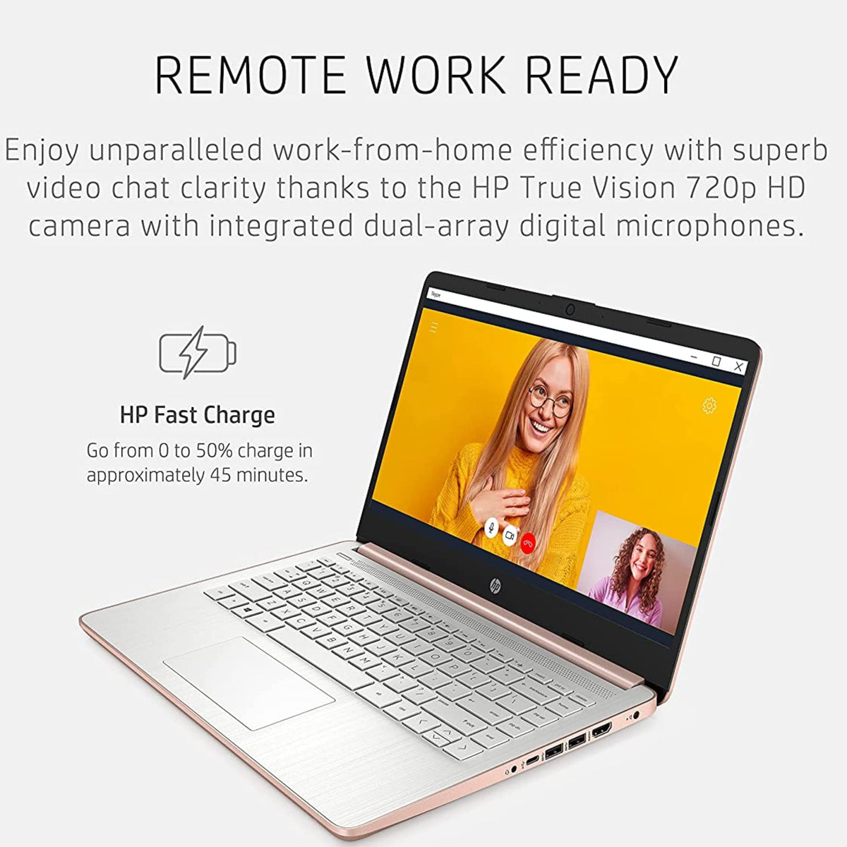 14'' HD Laptop Intel Celeron 4GB 64GB eMMC Pink Gold W18511