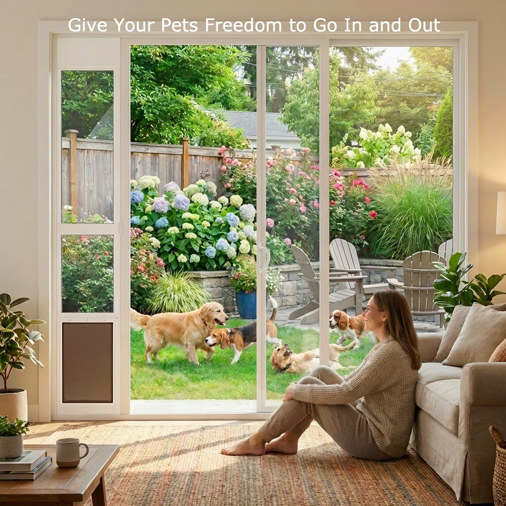 Adjustable Height Aluminum Frame Sliding Glass Door Dog Door W416