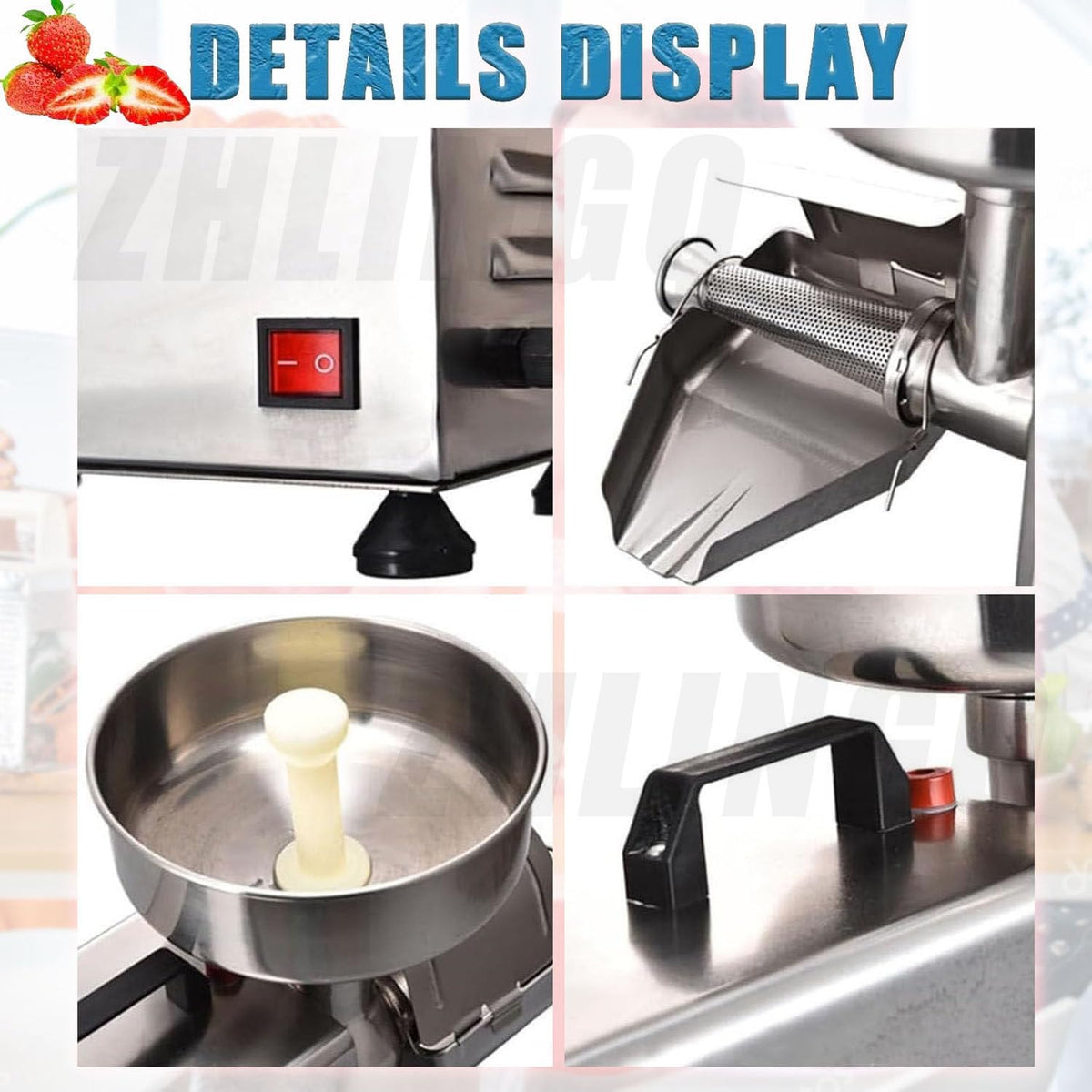 450W Electric Tomato Strainer with Funnel and Trough Y919764