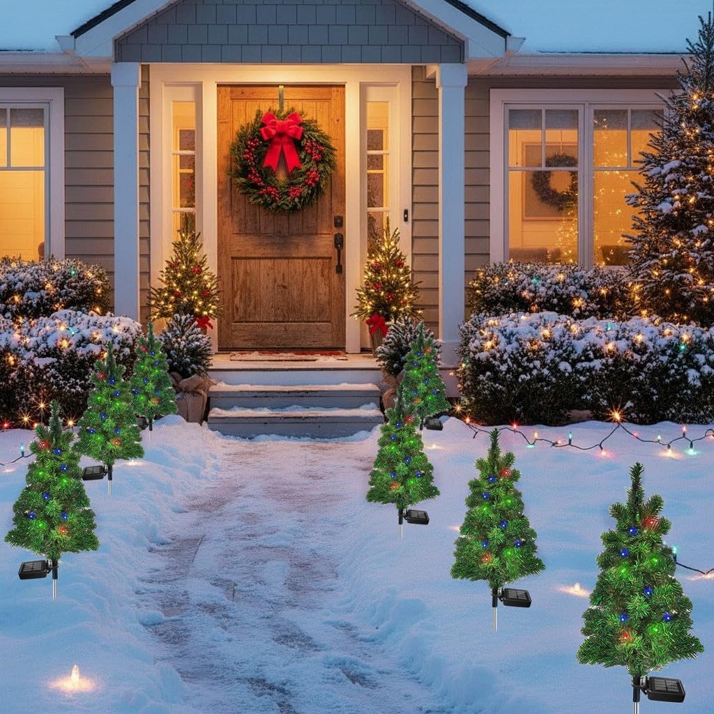 Solar Christmas Tree Garden Stake Lights Outdoor Waterproof M877516
