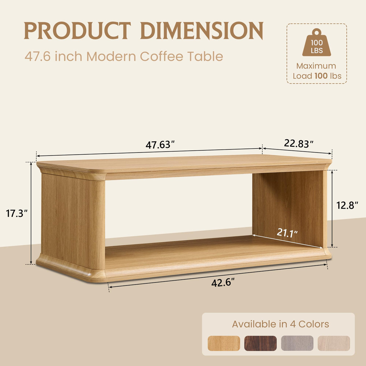 47.6" Wood Coffee Table L675160