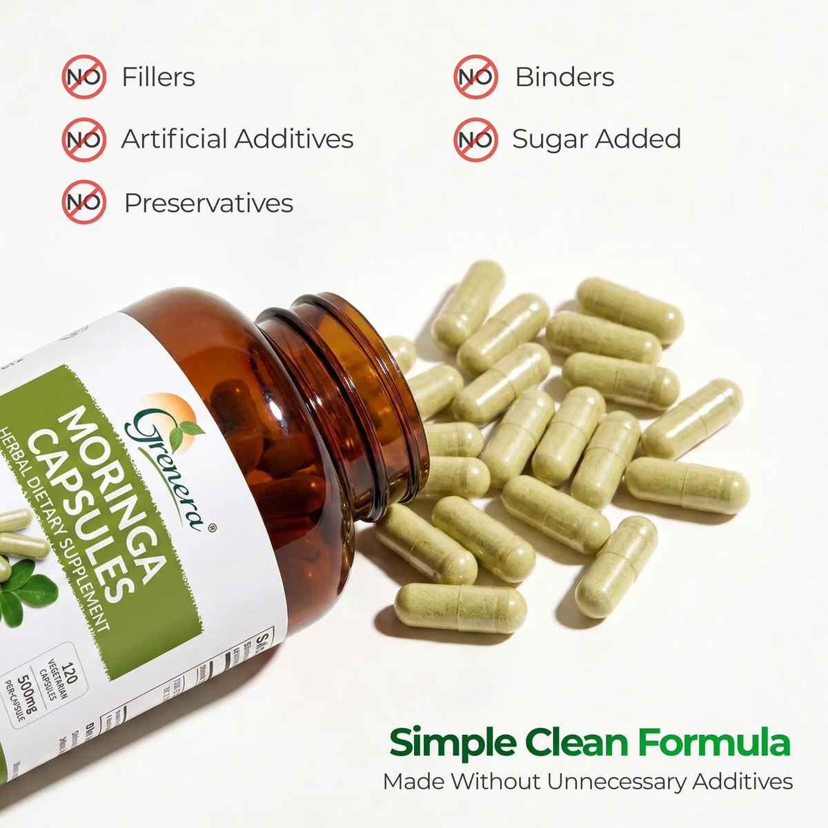 Moringa Capsules 500mg Moringa Oleifera Leaf Powder 120 Count K880