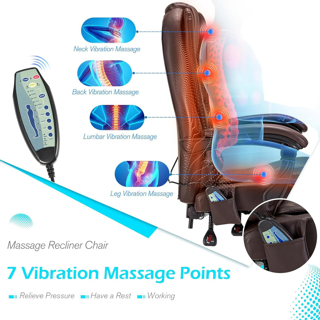 Massage Office Chair with Heat Function & Footrest L40134