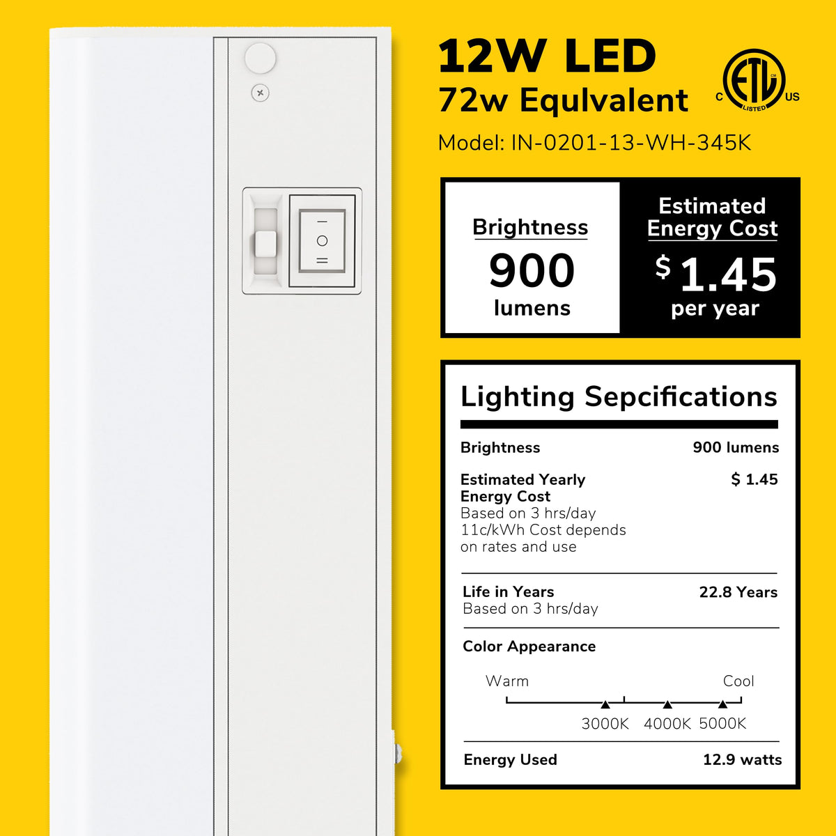 24-Inch Hardwired LED Under Cabinet Light B569842