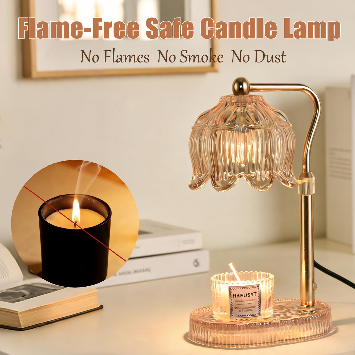 Amber Dimmable Height Adjustable Candle Warmer Lamp A45813