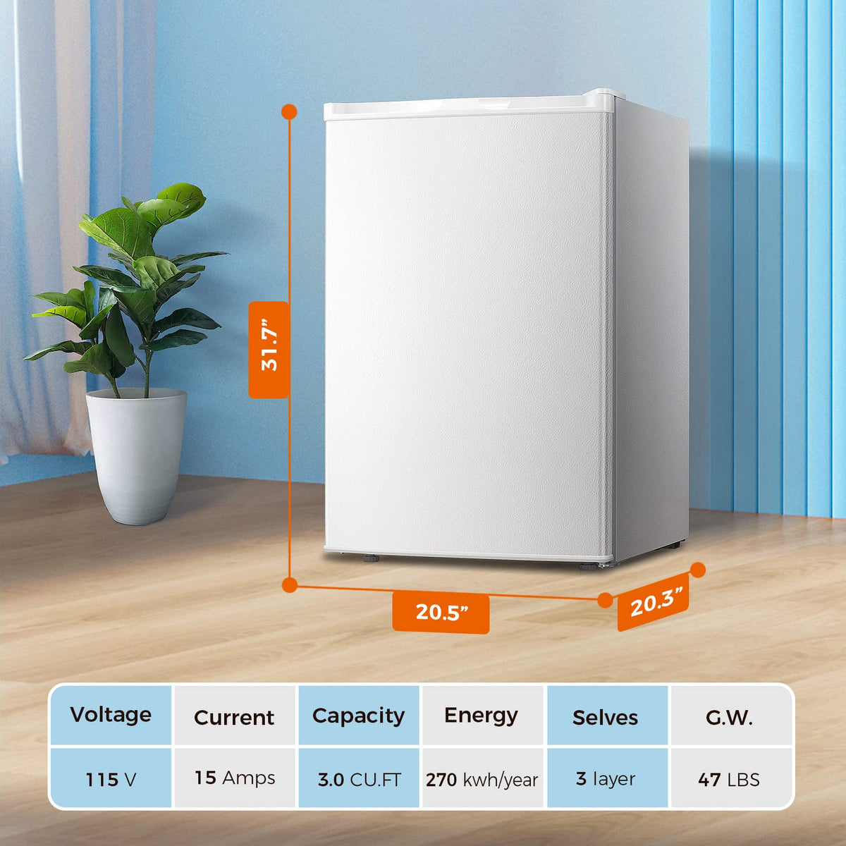 White 3.0 Cu.ft Upright Freezer Q31059