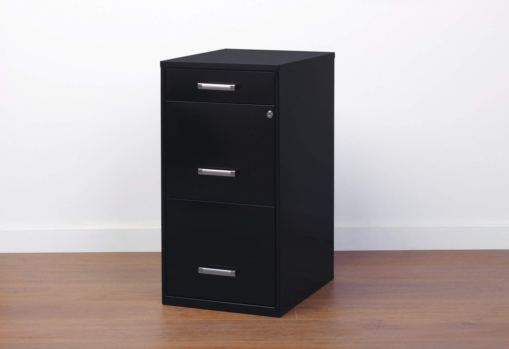 3 Drawer Metal File Cabinet with Pencil Drawer, Black B4702