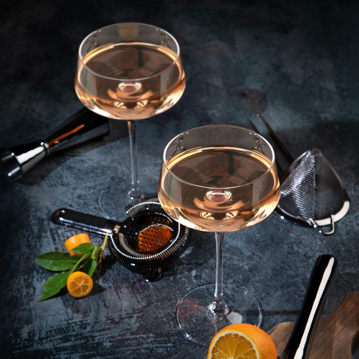 Martini Glasses Set of 6, 8Oz Hand Blown Crystal Cocktail Glasses U595