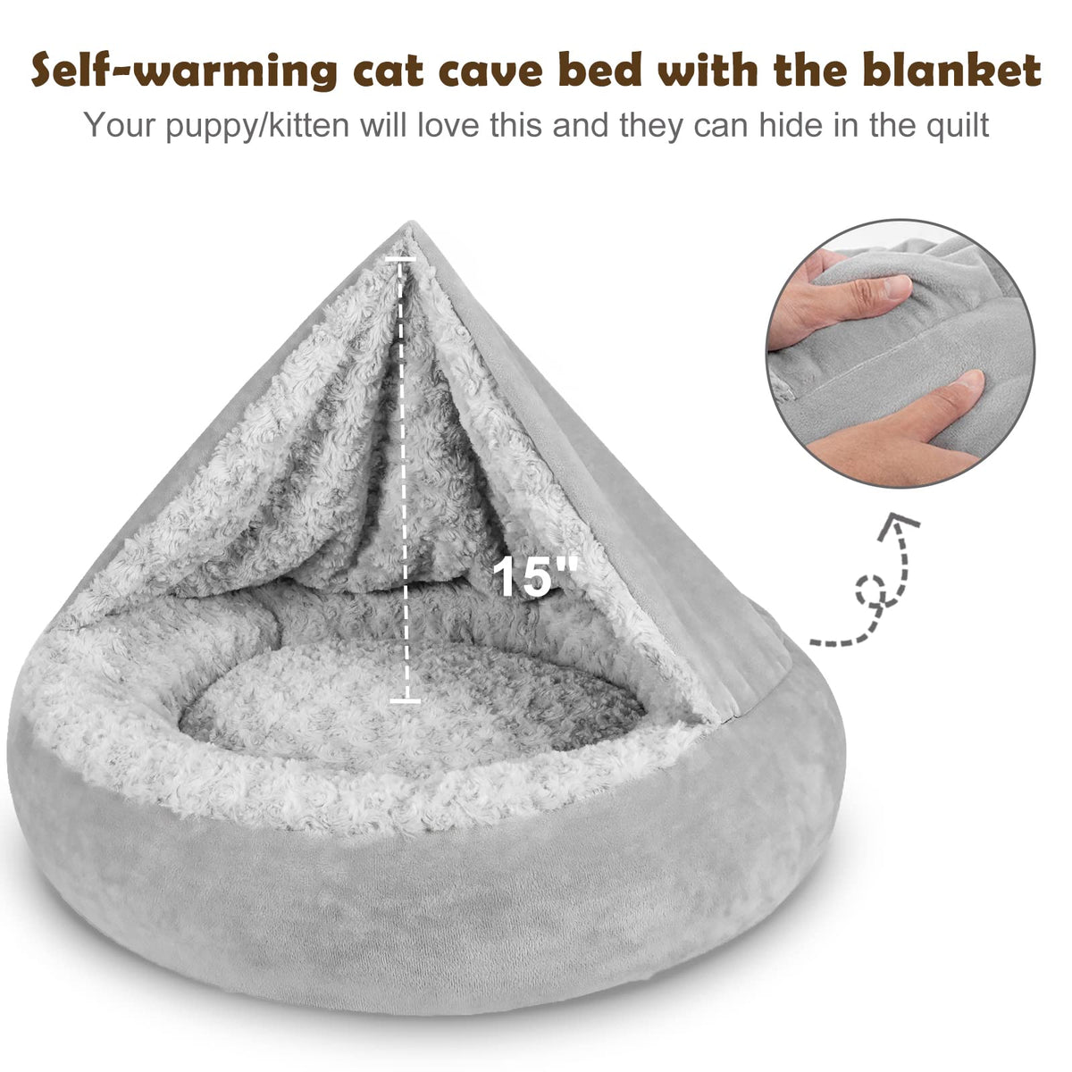 Hooded Blanket Donut Round Dog Bed 23 inch R1286