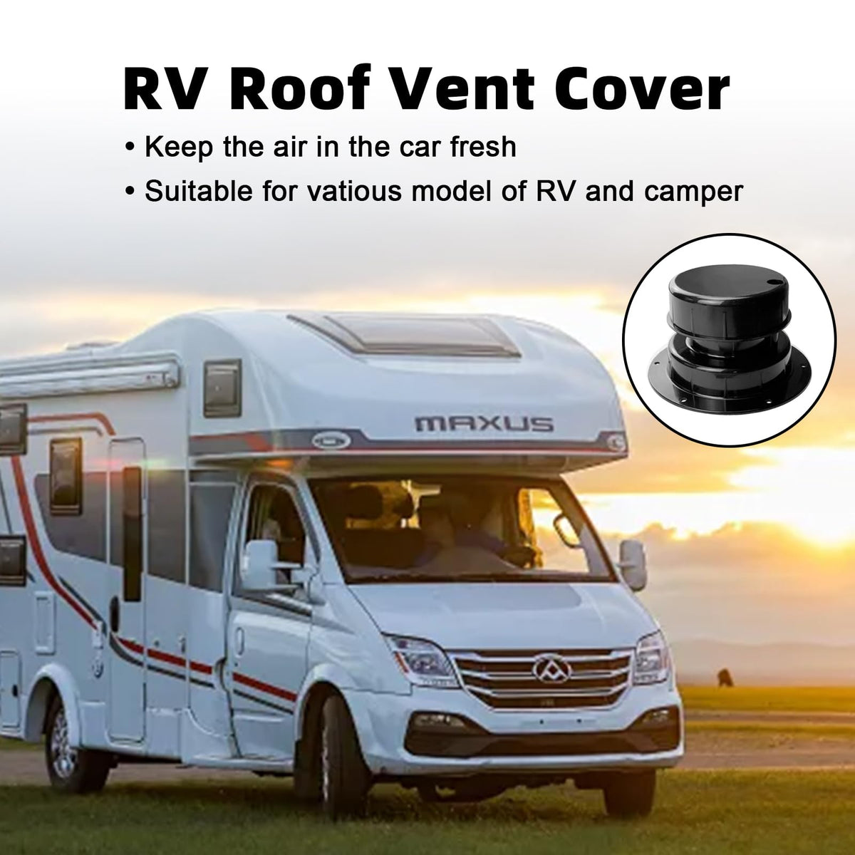 RV Plumbing Vent Caps Kit 2Pcs Plastic Roof Sewer Vent Cover Caps Black I242285