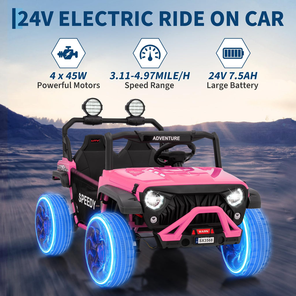 24V 4WD 2 Seater Ride on Car with Remote Control, Pink K443672