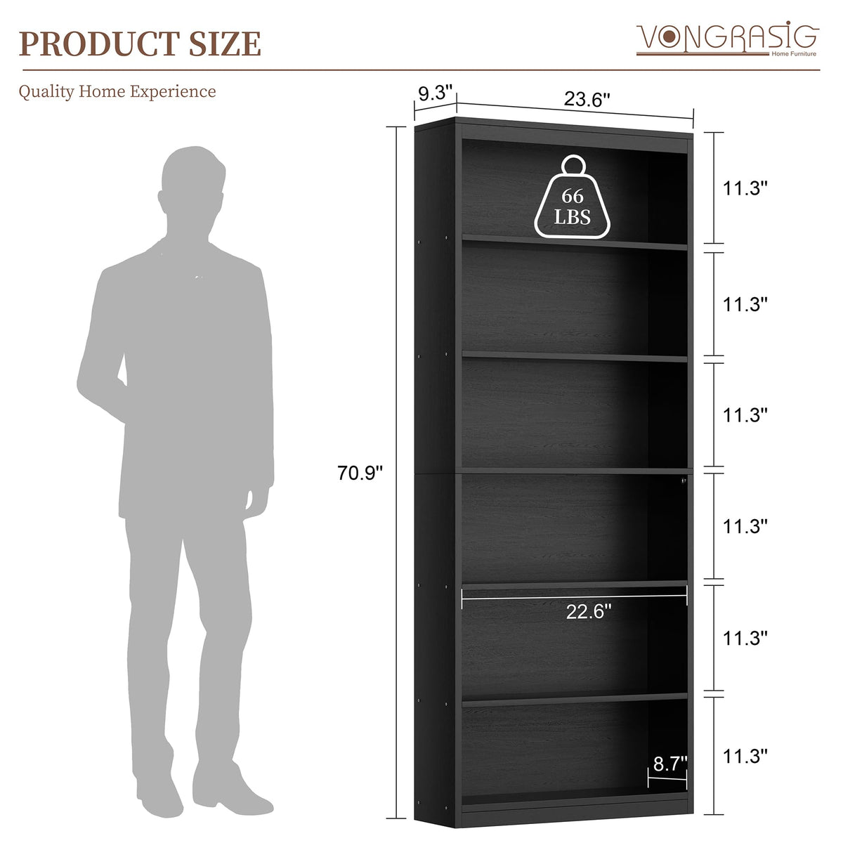 71" H Tall Wood Bookshelf I607078