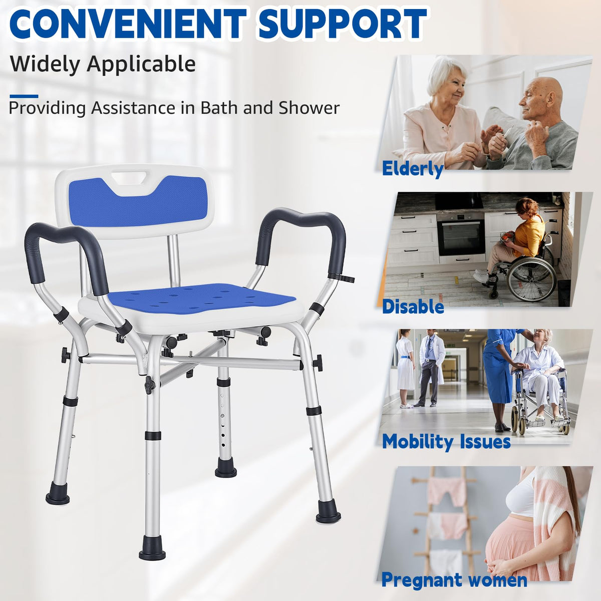 Blue Adjustable Shower Chair C7950