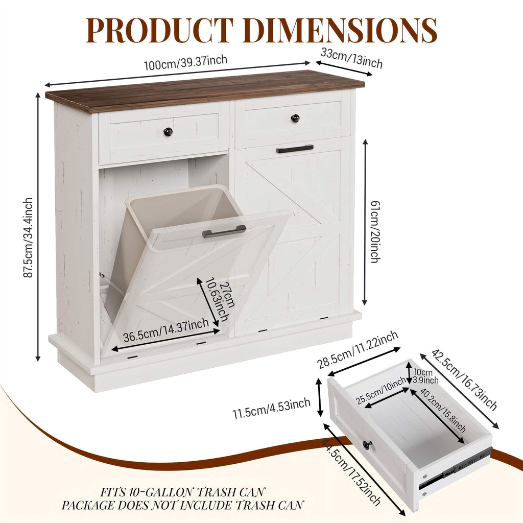 10 Gallon Dog Proof Tilt Out Trash Can Cabinet T3950