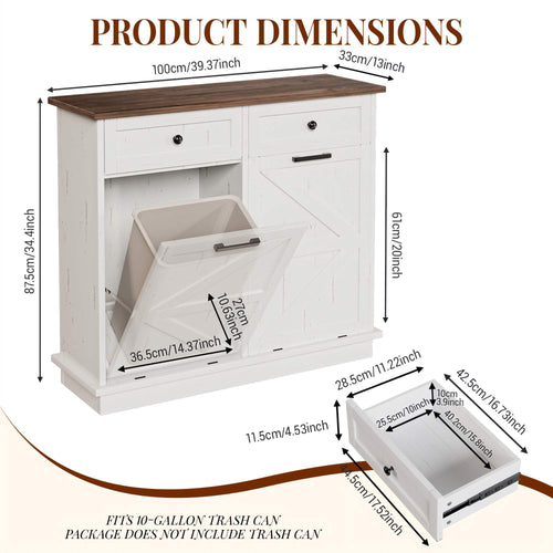 10 Gallon Dog Proof Tilt Out Trash Can Cabinet T3950