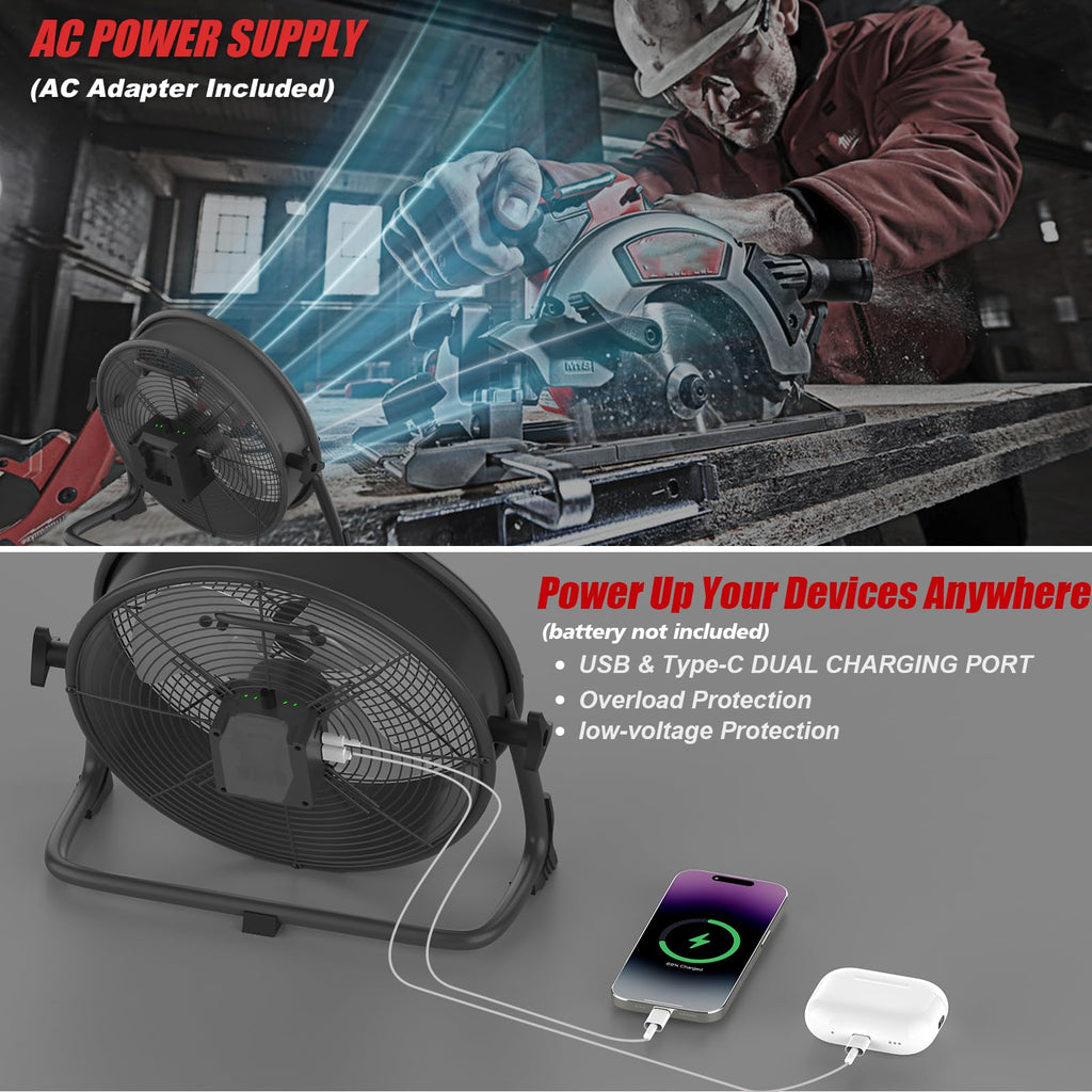 16" Battery Powered Cordless Floor Fan Z650350
