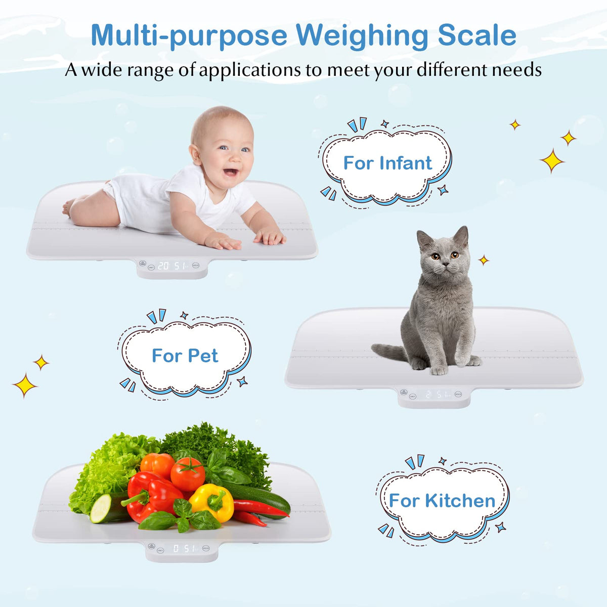 Baby Scale with Digital LED Display, 4 Weighing Modes, Curved Tray I65290