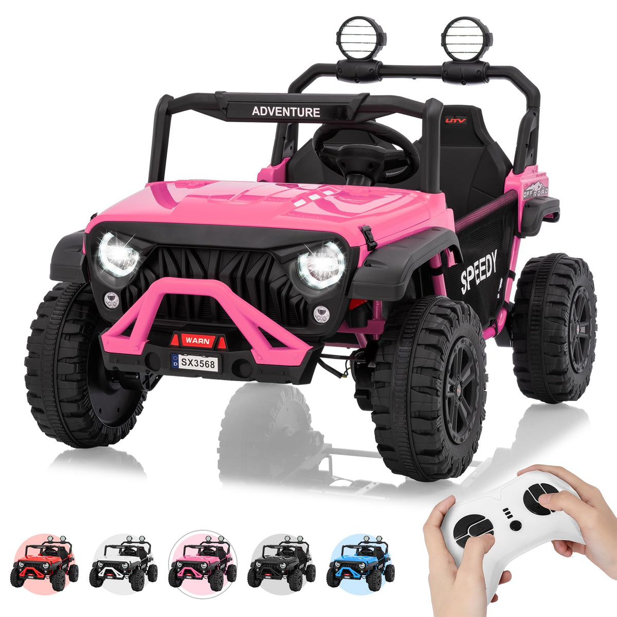 24V 4WD 2 Seater Ride on Car with Remote Control, Pink K443672