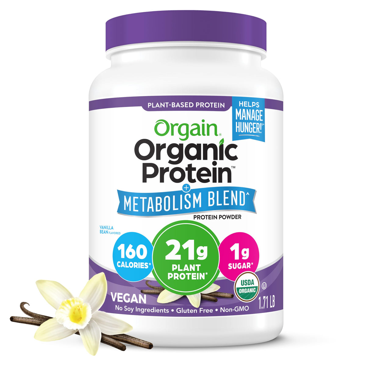 Organic Vegan Protein Powder Vanilla 1.71lb N34977