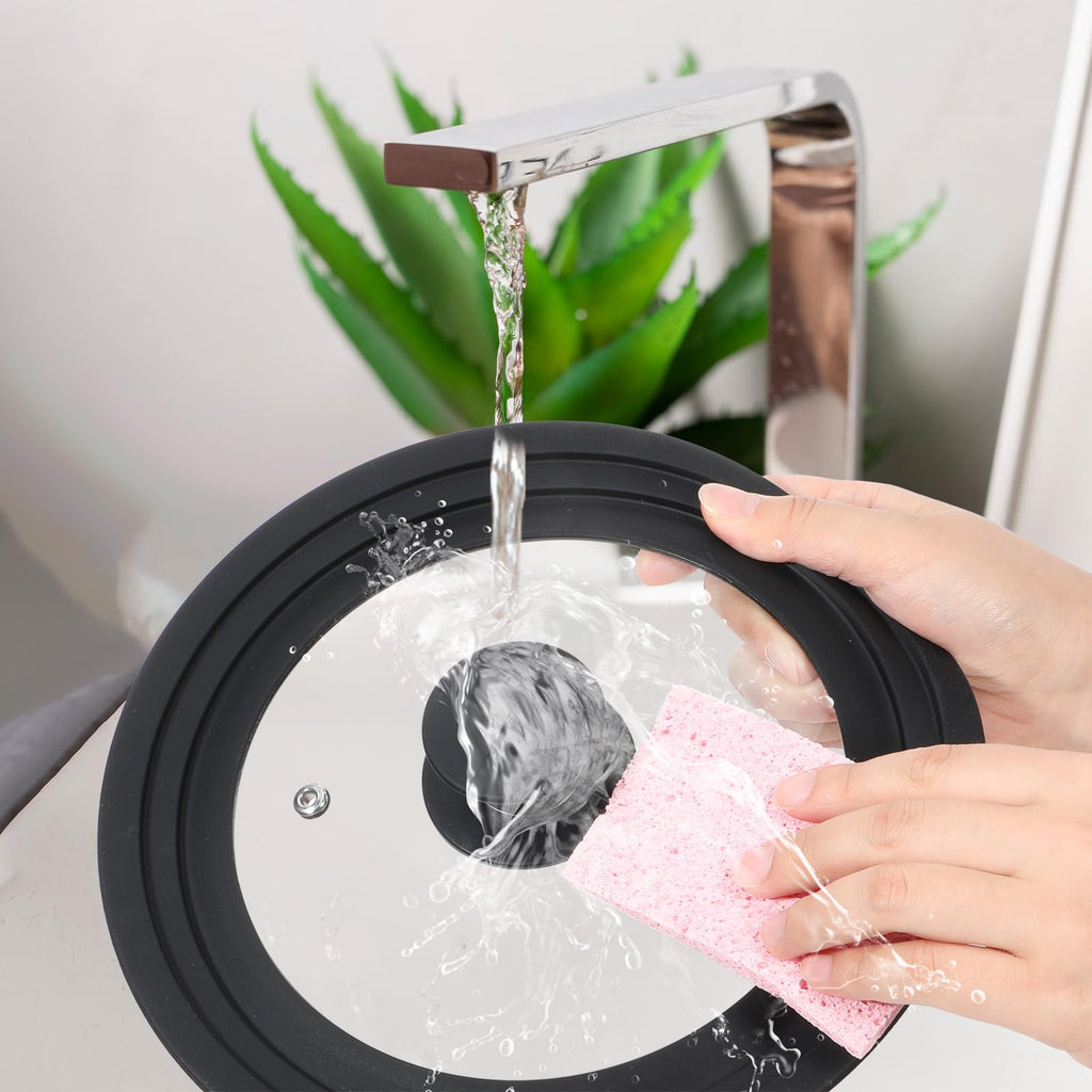 3 Pc Tempered Glass Pot Lids with Silicone Rim Q752690
