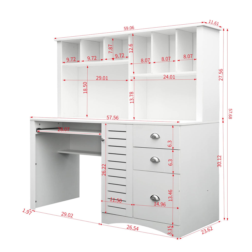 White Computer Desk with Hutch L469884
