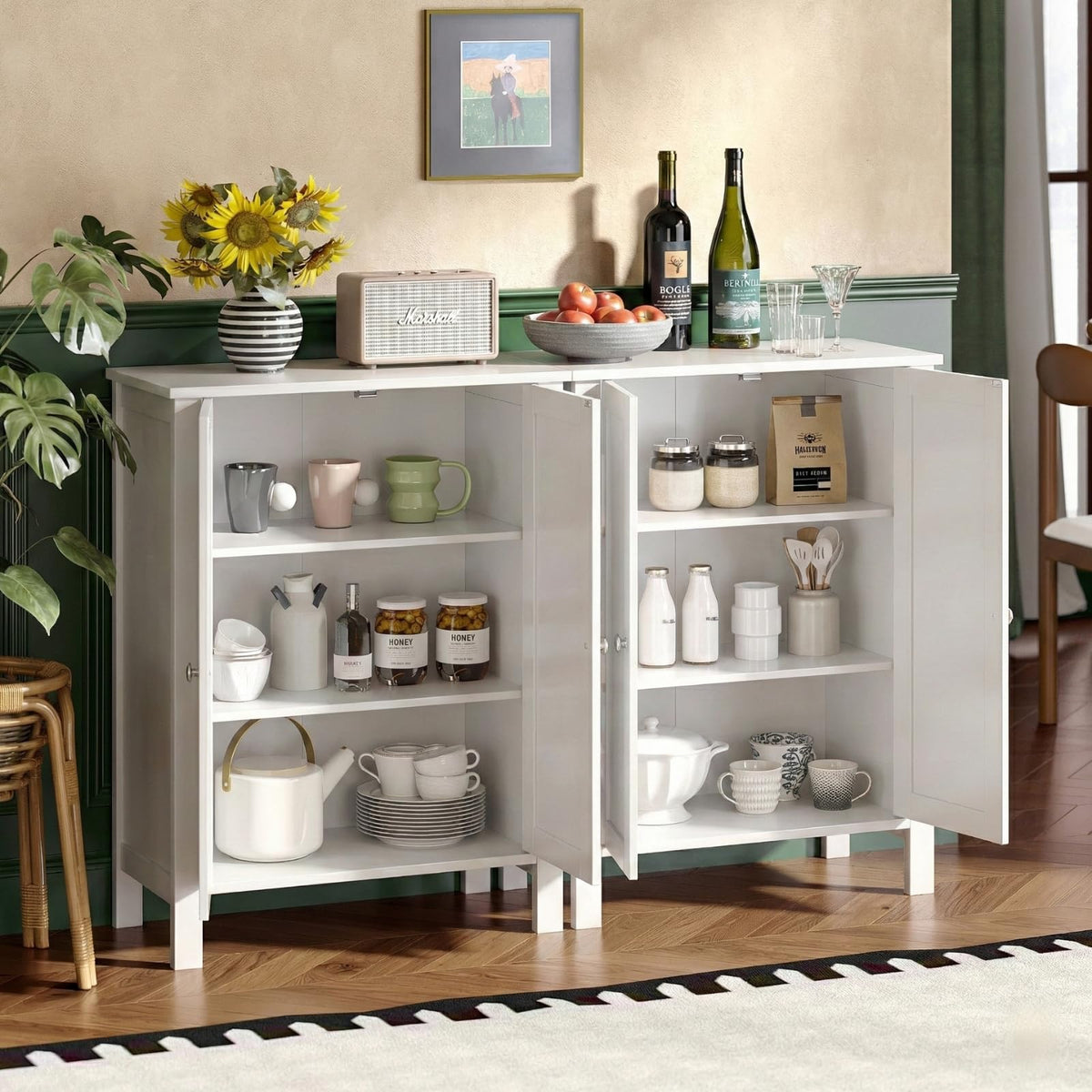 White Free Standing Bathroom Cabinet with Adjustable Shelf R627038