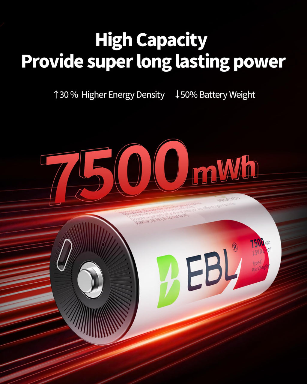 Rechargeable D Batteries 4 Pack Q980