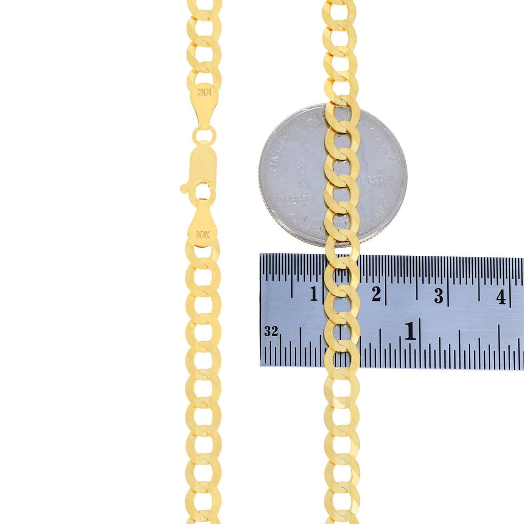 10K Yellow Gold Cuban Curb Link Chain Necklace R4991