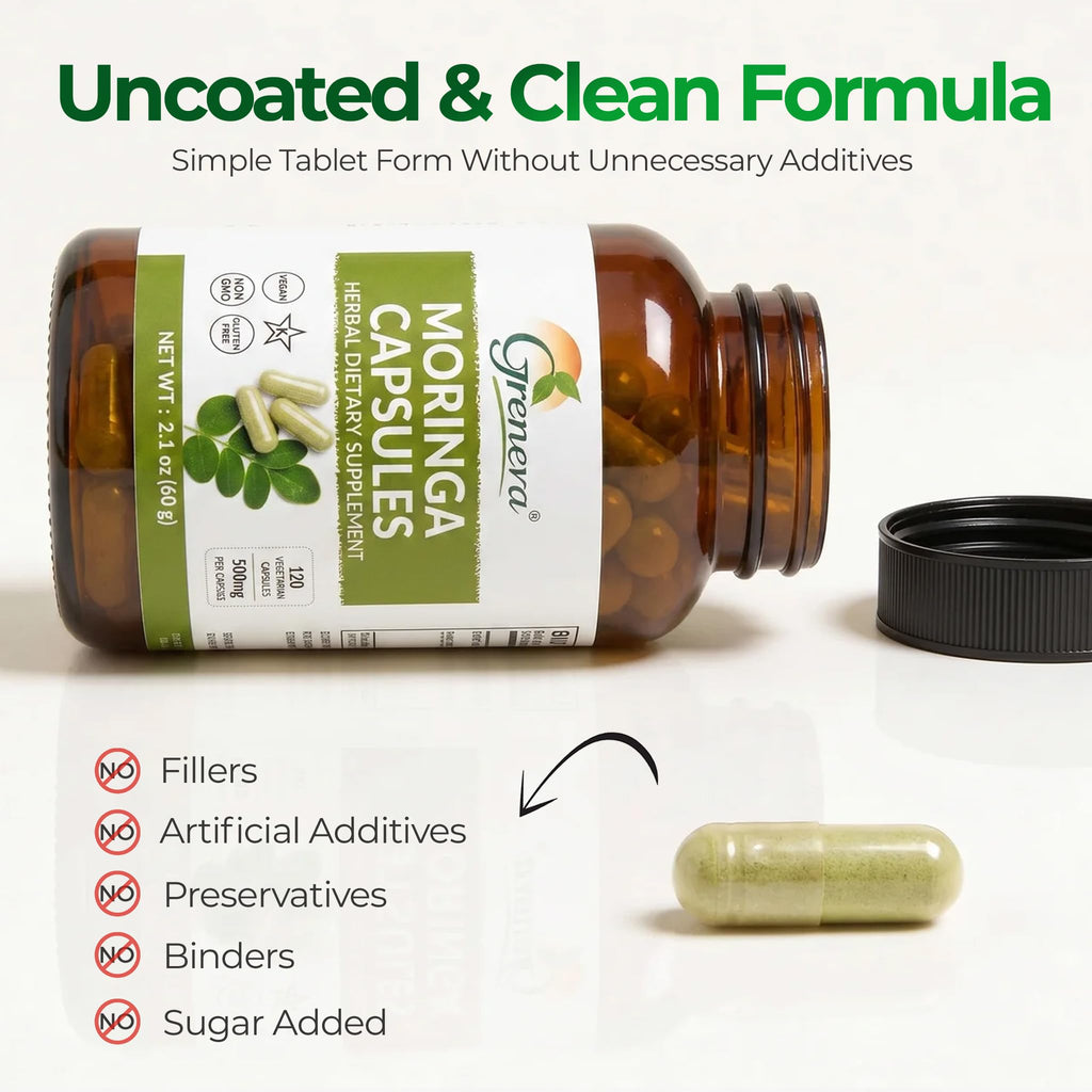 Moringa Capsules 500mg Moringa Oleifera Leaf Powder 120 Count K880
