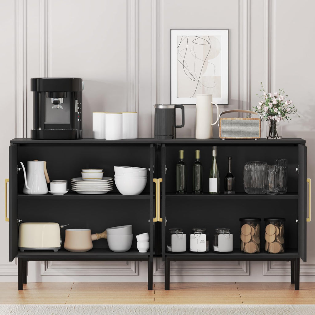 Black Storage Cabinet with Doors and Adjustable Shelf G903689