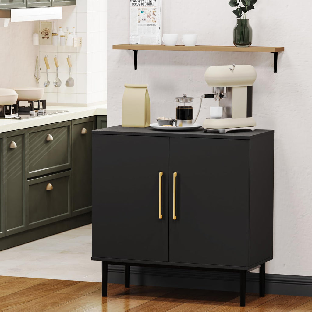 Black Storage Cabinet with Doors and Adjustable Shelf G903689