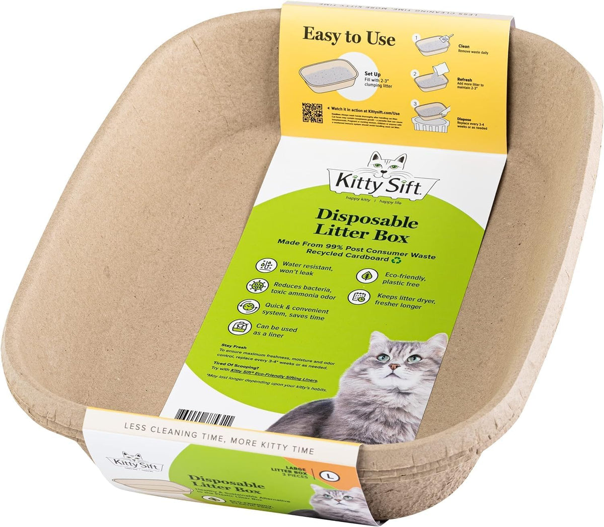 Large Disposable Cat Litter Box + Disposable Litter Scooper J947321