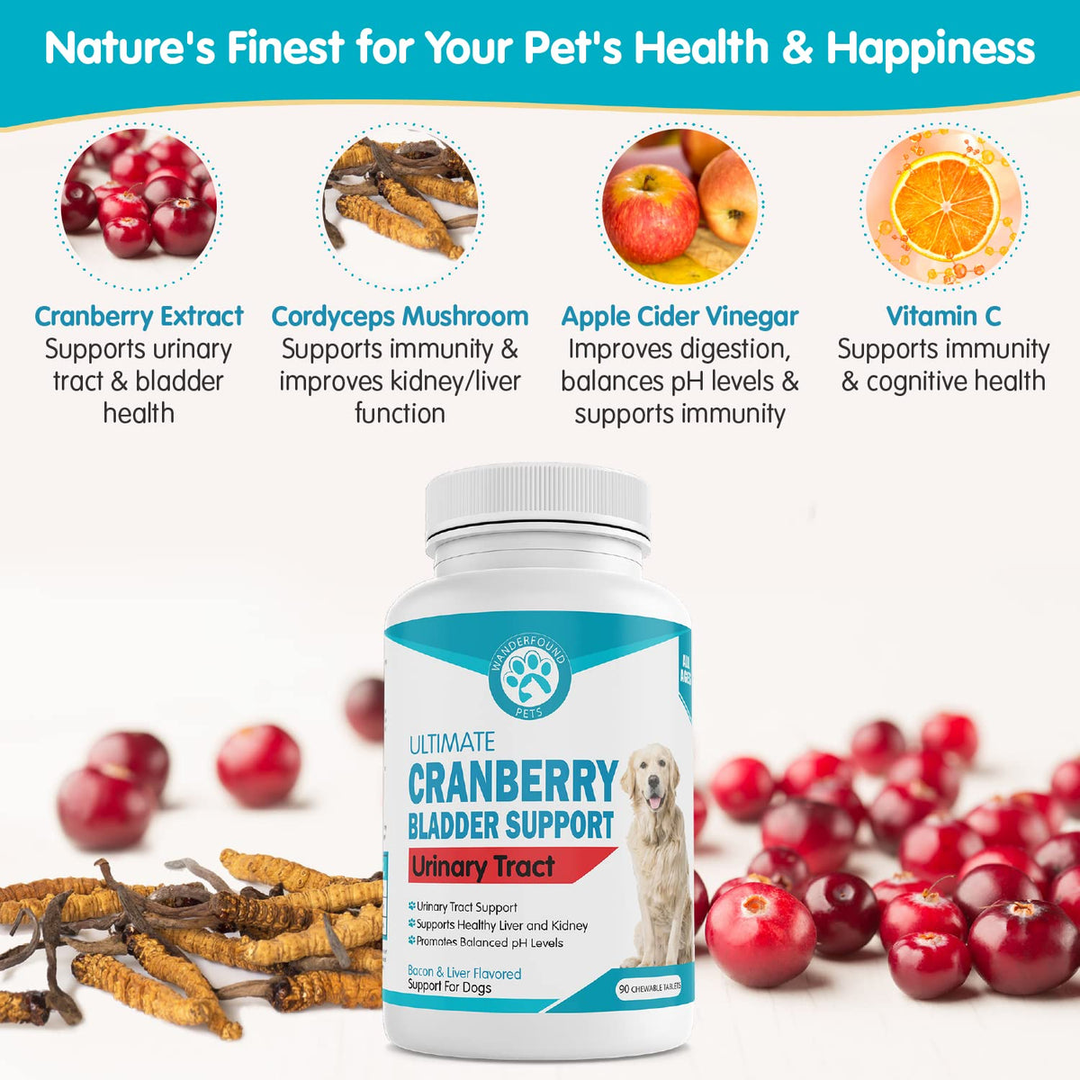 Cranberry for Dogs Urinary Tract Support 90 Tablets N44894