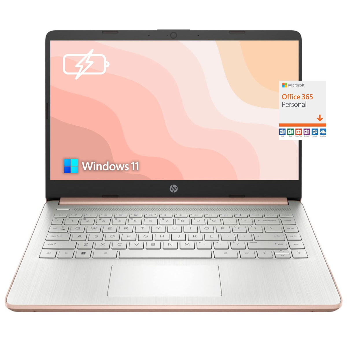 14'' HD Laptop Intel Celeron 4GB 64GB eMMC Pink Gold W18511