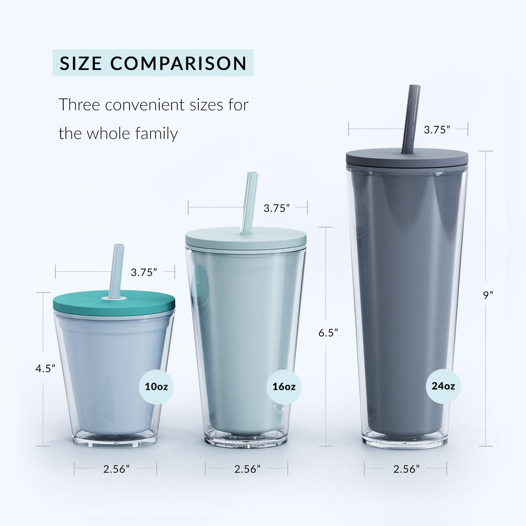 Clear 16oz Insulated Acrylic Tumbler with Lid and Straw, 2 Pack W5691