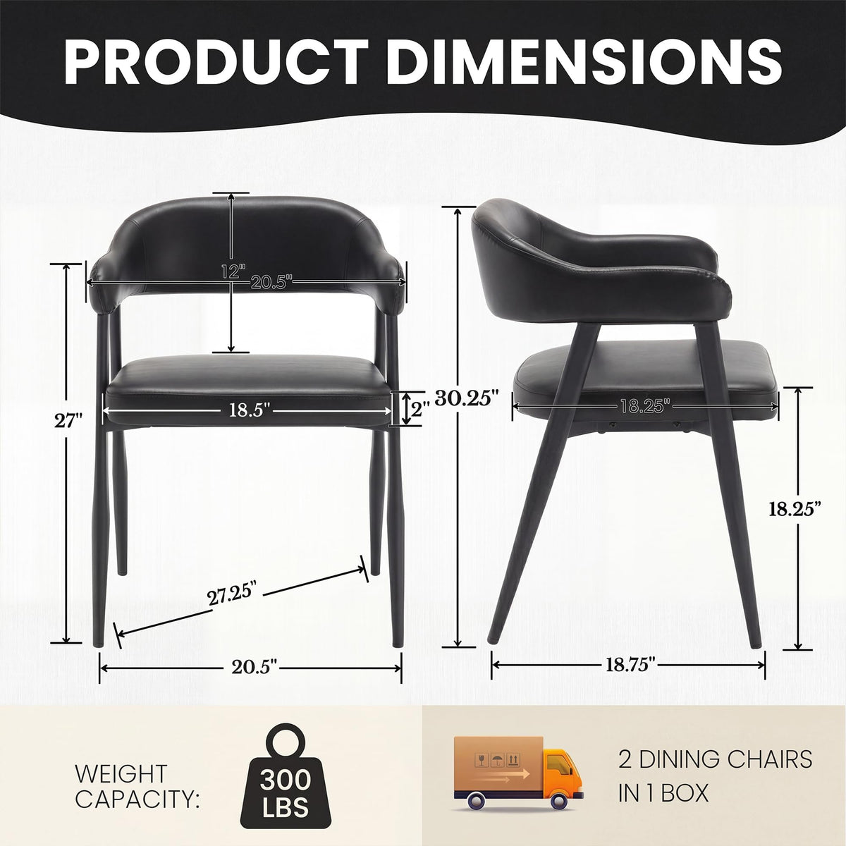 Black Faux Leather Dining Chairs Set of 6 J45412