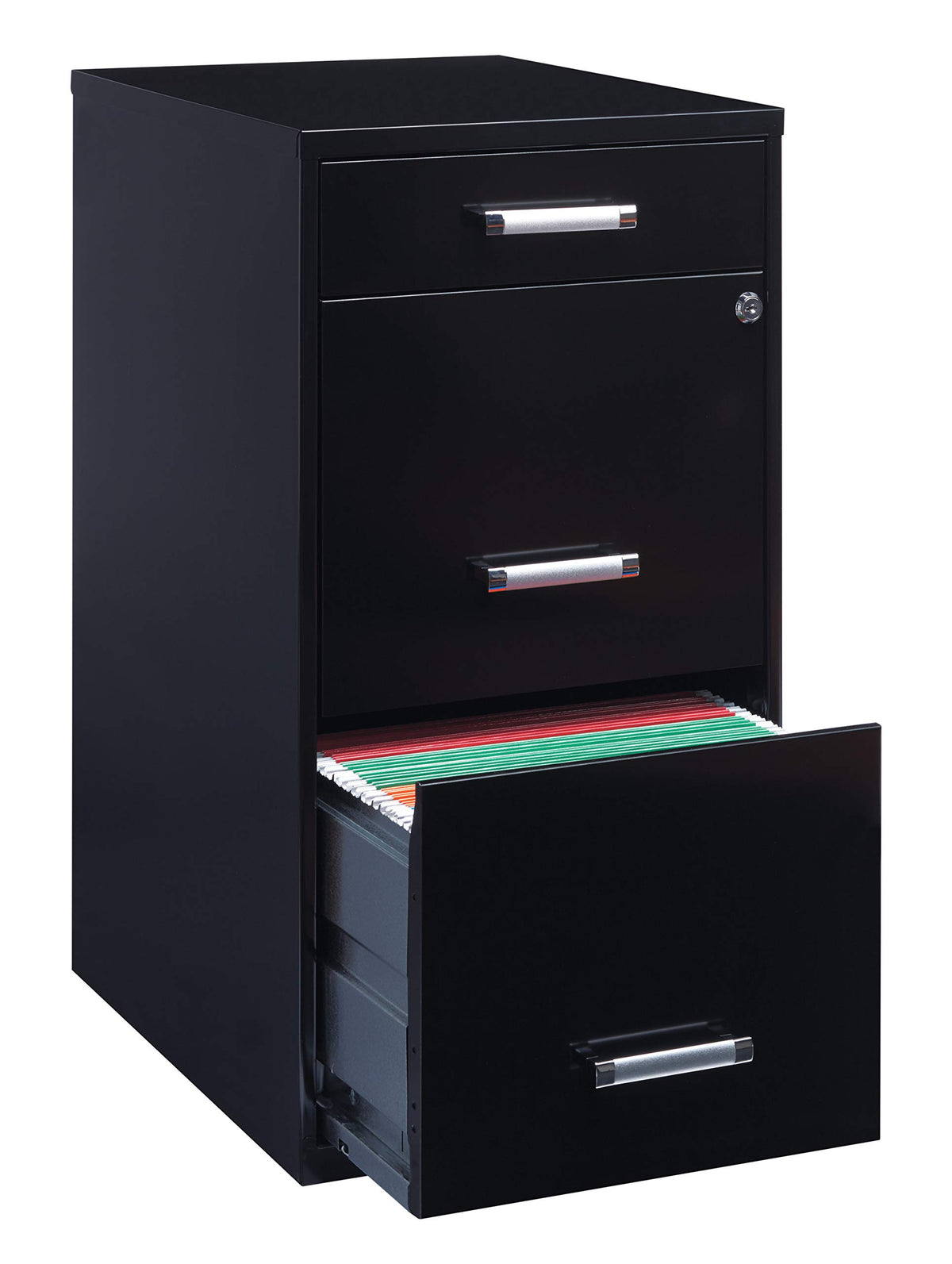 3 Drawer Metal File Cabinet with Pencil Drawer, Black B4702